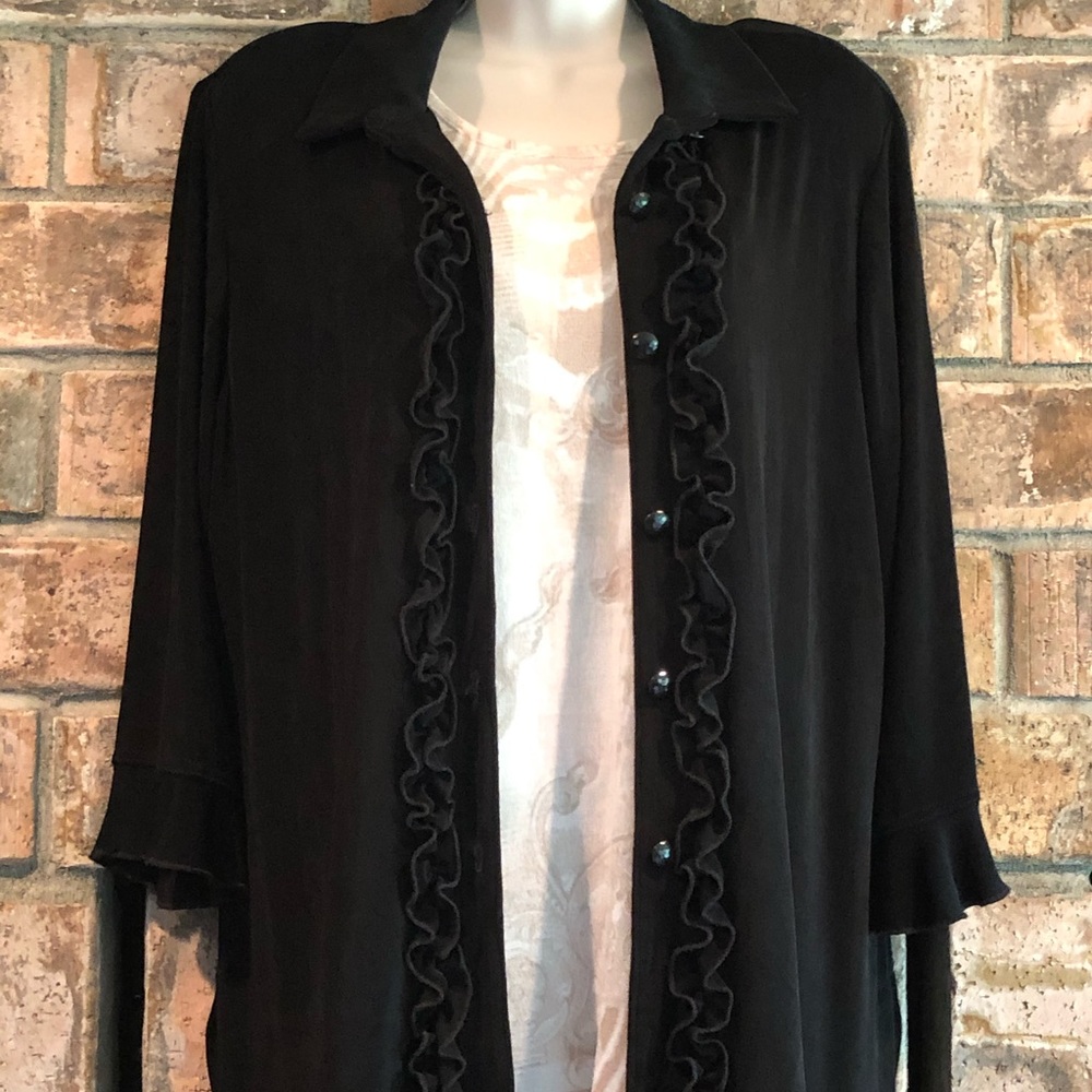 Black Ruffled Lightweight Jacket - image 1